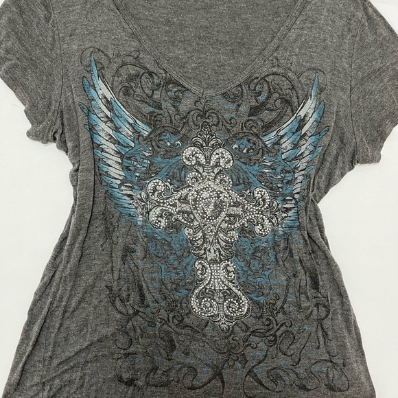 Warehouse One - grunge rhinestone y2k tee - size XL - Picture 5 of 8